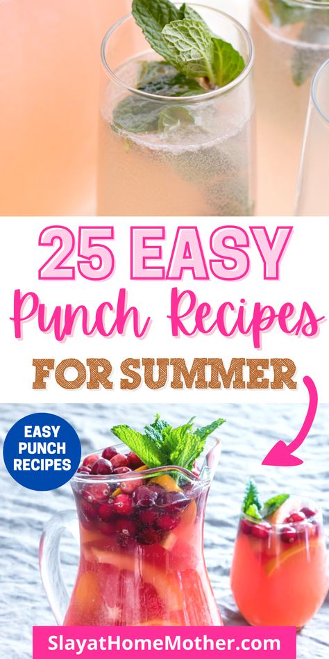 25 Easy Punch Recipes That Are Perfect For Summer Lemonade Punch Recipes Non Alcoholic, Summertime Drinks Nonalcoholic, Alcoholic Punch Recipes Vodka, Summer Alcoholic Punch Recipes, Summer Punch Recipes Non Alcoholic, Summer Punch Nonalcoholic, Party Punch Recipes Nonalcoholic, Summer Baby Showers, Summer Party Punch