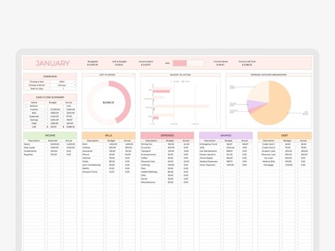 bill tracker template budget spreadsheet Budget Tracker Spreadsheet, Excel Sheet Aesthetic, Budgeting Google Sheets, Financial Planning Templates, Budgeting Finances Template, Budgeting Notebook Ideas, Money Tracker Template, Finance Girly, Monthly Spending Tracker