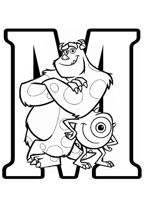 Monsters Inc Coloring Pages, Disney Coloring Sheets, Disney Alphabet, Monster Coloring Pages, Abc Coloring Pages, Coloring Pages Inspirational, Free Adult Coloring Pages, Coloring Page Ideas, Disney Colors