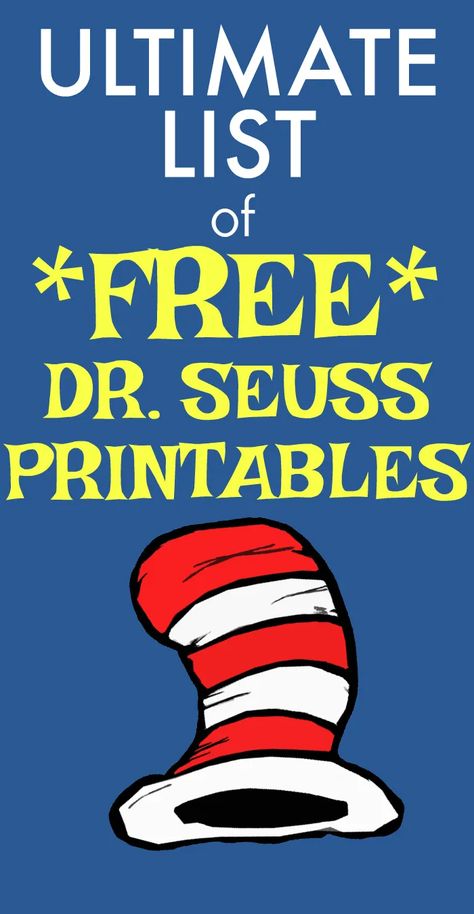 Dr Seuss Learning Activities Preschool, Dr Suess Reading Activities, Dr Seuss Cat In The Hat Activities, Dr. Seuss Preschool Crafts, Dr Seuss Write The Room Free, Dr Seuss Fun Activities Kids, Dr Seuss Writing Kindergarten, Free Book Library Ideas, Dr Seuss Library Ideas