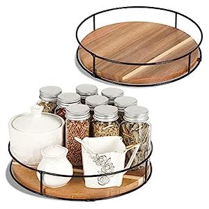 Round Wooden Tray, Lazy Susan Organization, Rotating Spice Rack, Armoire D'angle, Wood Lazy Susan, Lazy Susan Turntable, Iron Storage, Spice Rack Organiser, Desktop Storage