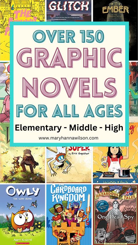 This Ultimate List of Graphic Novels for All Ages contains over 150 titles. You'll find graphic novels for early readers, elementary schoolers, middle school, and even graphic novels for high school. Find graphic novel ideas for your child no matter what their age or interest. Graphic Novel Ideas, Family Read Alouds, Mythology Books, Novel Ideas, Middle Grade Books, Best Children Books, Early Readers, Books For Boys, Kids Books