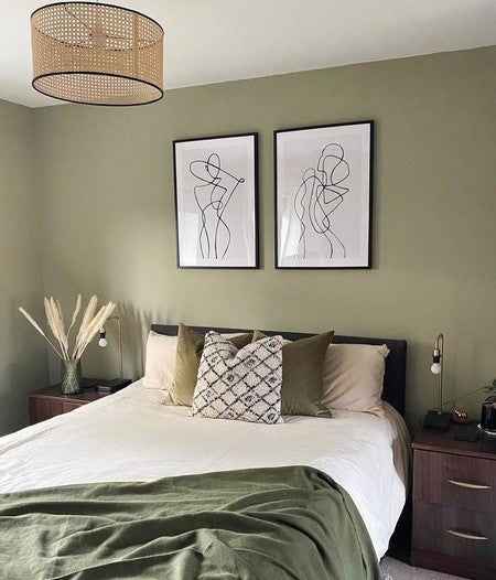 Farrow Bal, Wooden Window Frames, French Gray, Sage Green Bedroom, Dekorasi Kamar Tidur, French Grey, Green Rooms, Bedroom Green, French Decor