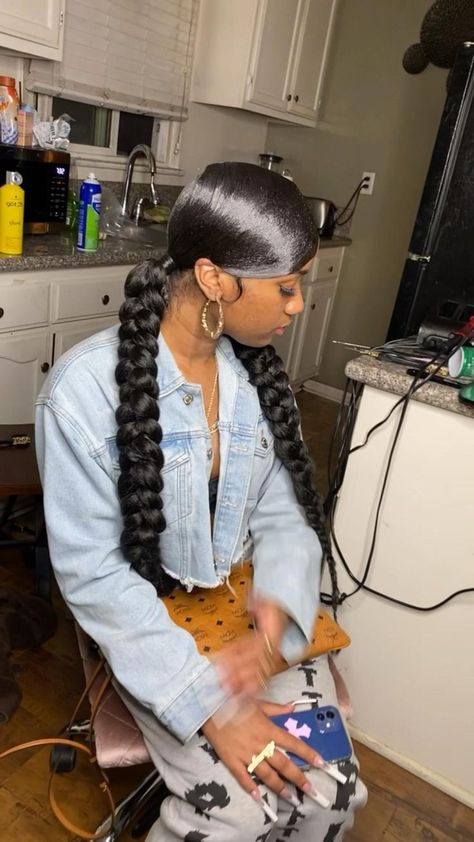 Pin on Hairstyles ✨ Two Braid Ponytail Hairstyle Black Women, Swoop Ponytail Weave With Two Braids, Two Extended Braided Ponytails, Swoop With Two Ponytails Braids, Swoop Two Braided Ponytail, Long Braided Ponytail With Swoop, Swoop And Braided Ponytail, Swoop 2 Braided Ponytails, 2 Braided Ponytails With Swoop