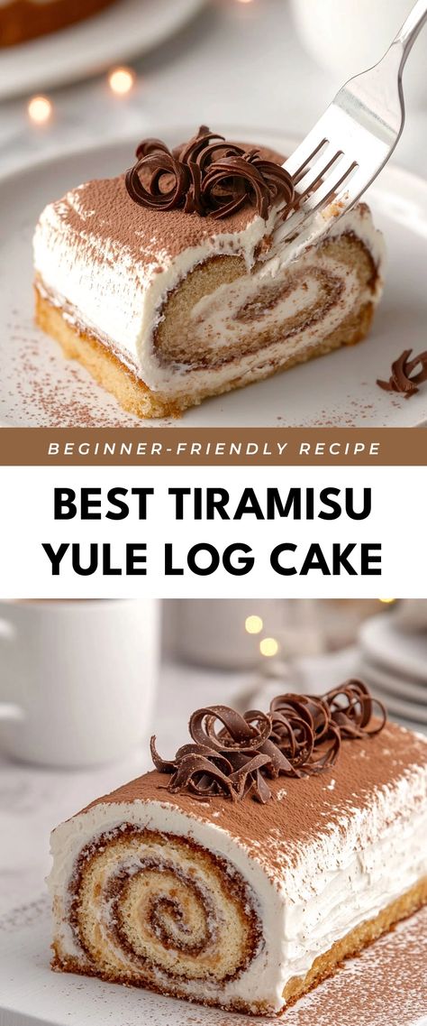 Image for Best Tiramisu Yule Log Cake Pioneer Woman Yule Log Cake, Easy Cake Mix Yule Log, Holiday Coffee Cake Recipes, Yule Logs Recipe, Yule Baked Goods, Christmas Tiramisu Decoration, Christmas Cake Gift Ideas, Yule Bread Winter Solstice, Holiday Birthday Cake