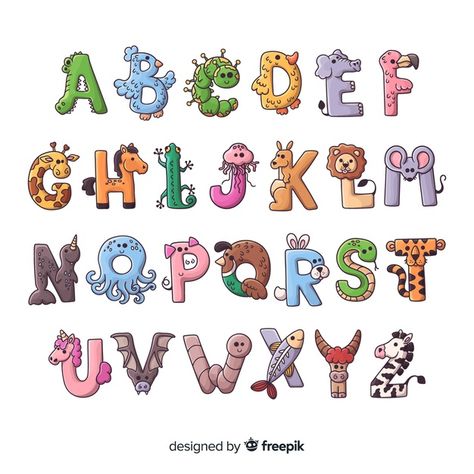 Typography Design Alphabet, Animal Alphabet Letters, Alfabet Font, Design Alphabet, Cute Alphabet, Alfabet Letters, Alphabet Images, Alphabet A, Animal Letters