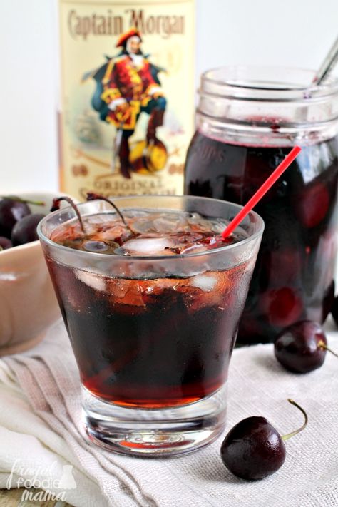 Vanilla spiced rum soaked cherries & a little syrup from the jar are what give this Double Cherry Coke & Rum its intense cherry flavor & extra boozy punch. Malibu Mixed Drinks, Boozy Punch, Spiced Rum Recipes, Spiced Rum Drinks, Canning Gifts, Cherry Coke, Cherry Cocktail, Vanilla Spice, Vanilla Coke