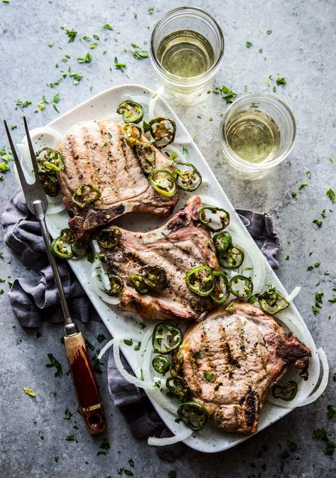 Jalapeno-Marinated Grilled Pork Chops Marinated Pork Chops Grilled, Marinated Pork Chops, Grilled Meat Recipes, Marinate Meat, Grilled Pork Chops, Marinated Pork, Easy Summer Meals, Pork Chop, Grilled Pork