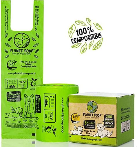 🌎 MORE THAN JUST A GREEN COLORED BAG: Our pet waste bags are vegetable-based & non-GMO. When placed in a composting environment they decompose in 90 days leaving behind just water, Co2 & Biomass (no micro-plastics or nasty chemicals here). Cat Bags, Dog Poo, Dog Poo Bags, Pet Waste Bags, Dog Walking Bag, Real Dog, Compost Bags, Cat Bag, Puppy Food