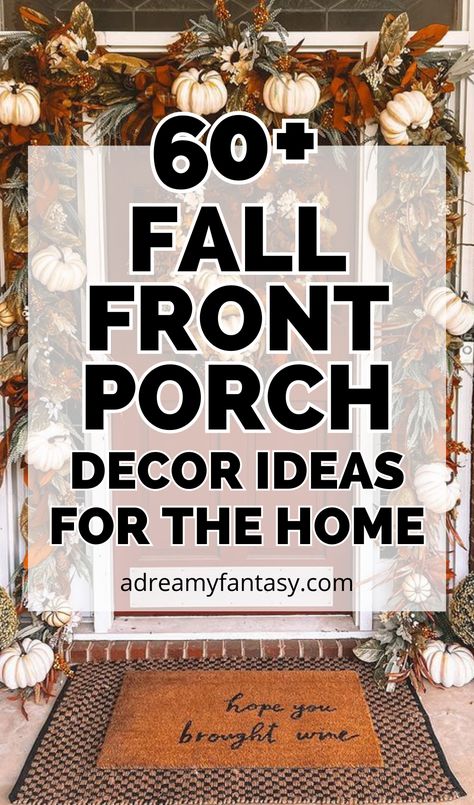 I can't believe fall is here now! I feel like summer just flew by so fast! I'm excited for the cooler weather and the coziness that comes with this time of year though! Decorating is also a lot of fun! If you're looking for some inspiration for sprucing up your own home this time of year, check out these 60+ fall front porch decor ideas! Farmhouse Porch Swings, Harvest Porches, Rustic Front Porch, Porch Wall Decor, Fall Front Porch Decor Ideas, Diy Wooden Crate, Front Porch Decor Ideas, Kitchen Wreath, Porch Doors