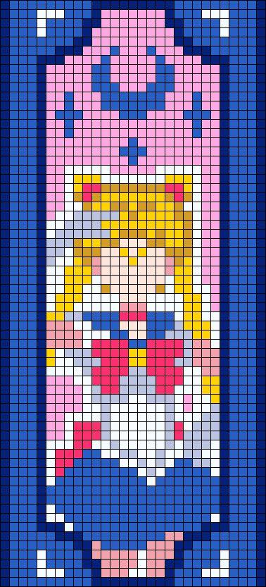 Alpha pattern #151904 | BraceletBook Sailor Moon Grid Pattern, Sailor Moon Crochet Pattern, Sailor Moon Pixel Art Grid, Perler Bookmark Pattern, Sailor Moon Alpha Pattern, Tarot Alpha Pattern, Tarot Pixel Art, Kawaii Pixel Art Grid, Pixel Art Bookmark