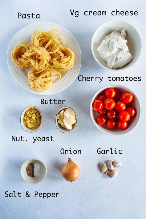 Pasta with Vegan Cream Cheese and Cherry Tomatoes - Plant n' Spice Creamy Cheese Pasta, Tomatoes Plant, Cream Cheese Pasta, Cherry Tomato Plant, Tomato Butter, Vegan Cream, Midweek Meals, Vegan Cream Cheese, Healthy Lifestyle Food