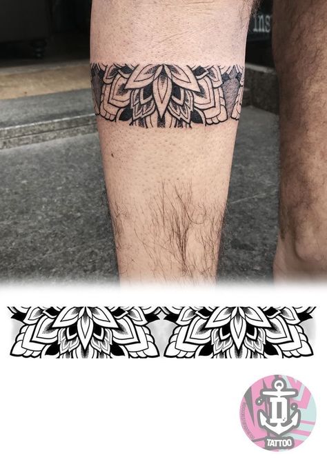 Mandala Bracelet Tattoo, Mandala Bracelet Tattoo Design, Bracelet Tattoo Design, 108 Tattoo, Leg Band Tattoos, Band Tattoos For Men, Knee Tattoos, Tattoo Band, Geometric Mandala Tattoo