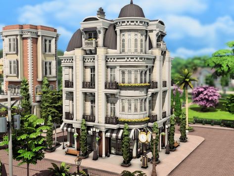 Parisian Exterior, Apartment Building Exterior, Paris Buildings, The Sims 4 Lots, Parisian House, French Balcony, Sims 4 Challenges, Parisian Architecture, French Apartment