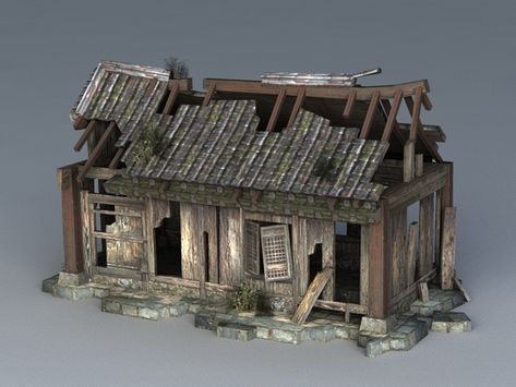 Broken House 3d model 3ds Max files free download - modeling 39936 on CadNav Ancient Buildings Architecture, Destroyed House, Ancient Chinese Architecture, Town Building, 3d Architecture, Architecture 3d, Ancient Buildings, House Illustration, Low Poly 3d