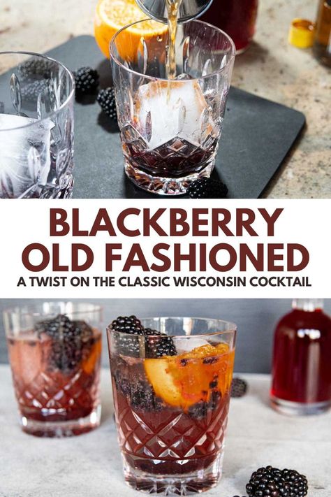 Blackberry Old Fashioned Recipe (with Brandy) - Very Obsessed Blackberry Old Fashioned, Blackberry Old Fashioned Cocktail, Speakeasy Drinks, Blackberry Simple Syrup, Old Fashion Drink Recipe, Brandy Drink, Bourbon Drinks Recipes, Brandy Recipe, Brandy Cocktails