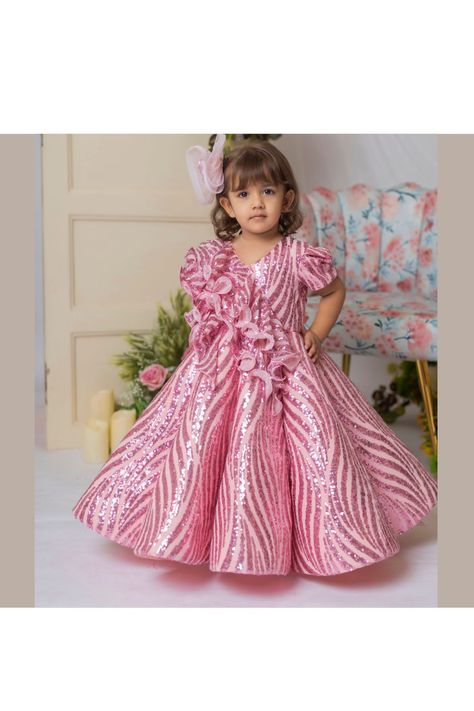 https://www.stylemylo.com/collections/gowns/products/pink-sequins-embroidered-ruffle-gown Kids Frocks Design Party Wear, Partywear Gowns, Birthday Frocks, 50 Blouse Designs, Frocks Design, Kids Party Wear, Ruffle Gown, Designer Gown, Kids Frocks Design