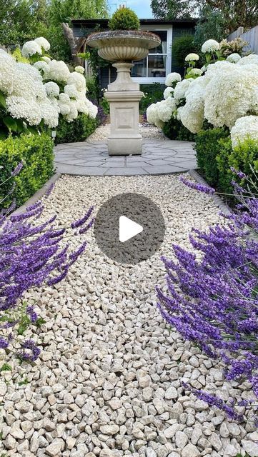 Transform your garden into a serene oasis with French country flair with a focal point. Add a vintage pedestal with a flower-filled urn, water fountain or bird bath, surrounded by white hydrangeas, lavender, and boxwoods. Add a walkway to your focal point with a stone path. Embrace the timeless elegance of this classic look. Thank you @gardenplanning French Country Backyard, Grandmacore Aesthetic, French Country Garden Decor, Backyard Garden Landscape, White Hydrangeas, French Country Garden, Quaint Cottage, French Country Decor, Stone Path