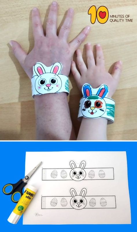 Bunny Craft Ideas, Easter Bunny Craft, Easter School, Easter Basket Crafts, Easter Crafts Preschool, Easter Crafts For Toddlers, Bunny Craft, Paper Bracelet, April Crafts