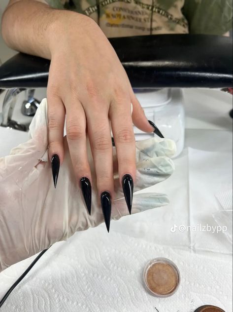 Black Stiletto Nails, Sharp Nails, Black Acrylic Nails, Punk Nails, Big Boi, Gothic Nails, Claw Nails, Goth Nails, Stiletto Nails Designs