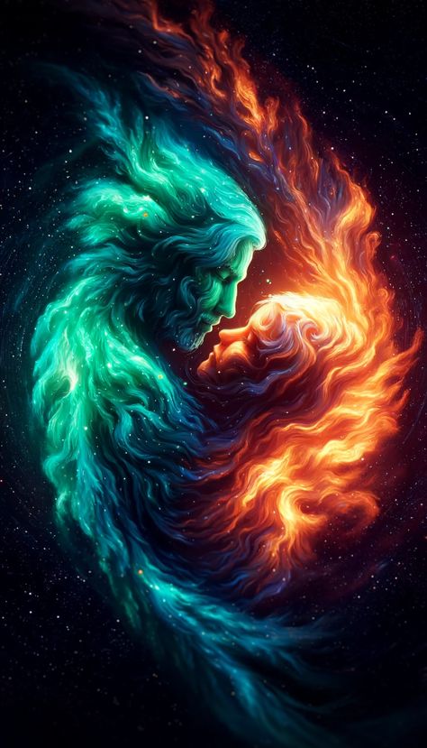 Twin Flames Artwork, Flames Artwork, Twin Flame Couple, Love Rune, Sacred Masculine, Soul Energy, Twin Flame Art, Yin Yang Art, Jesus Drawings