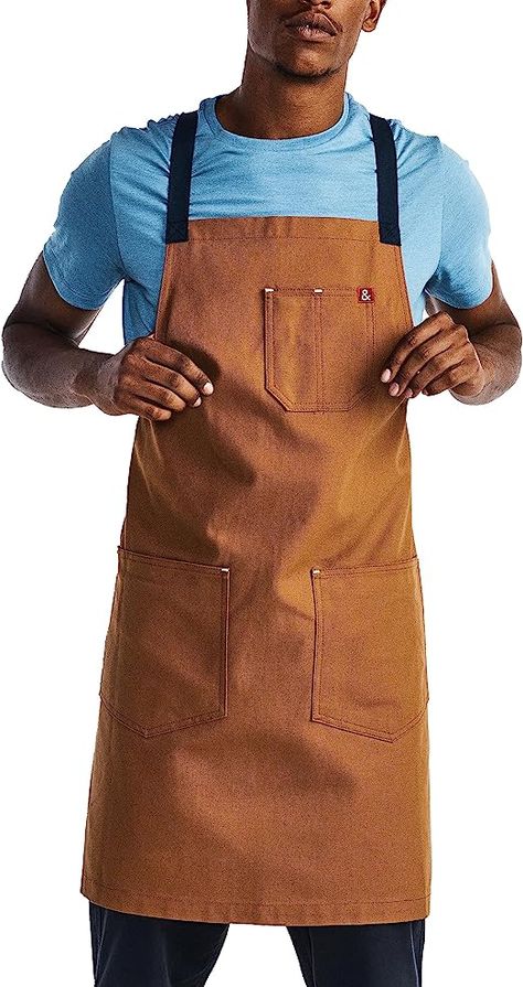 Amazon.com: Hedley & Bennett Denver Brown Crossback Apron - Professional Chef Apron with Pockets and Cross-Back Straps for Cooking & Grilling - Kitchen Aprons for Men & Women - 10oz 100% Cotton Canvas Fabric: Home & Kitchen Cooking Aprons For Men, Mens Cooking Apron, Mens Apron, Crossback Apron, Brown Apron, Chef Aprons, Bees Wrap, Apron Pattern, Apron With Pockets