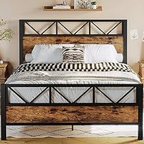 High Headboard Beds, Rustic Wood Headboard, Platform Bed Frame Full, Metal Platform Bed Frame, Cama King Size, Lit King Size, Full Size Bed Frame, Full Bed Frame, King Size Bed Frame