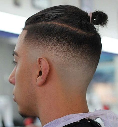 Top Knot Top Knot Fade, Man Bun Undercut Fade, Top Knot Undercut, New Haircuts For Boys, Short Hair Top Knot, Top Knot Hairstyle, Man Bun Top Knot, Top Knot Men, Man Bun Undercut