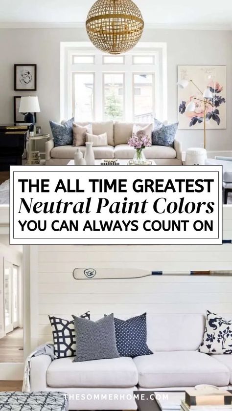 Discover the best Paint Color ideas for Home Painting that will elevate your Neutral Home Decor. Whether you're looking to refresh your living room, bedroom, or kitchen, these neutral hues will add warmth and sophistication to any space without overwhelming your decor. Best Neutral Color For Whole House, Soft Focus Behr Paint Living Room, Best Neutral Paint Colors For North Facing Rooms, Light Living Room Paint Colors, Paint Color Ideas For Home, Small Living Room Paint Ideas, Neutral Bedroom Paint Colors, Neutral Bedroom Paint, Neutral Living Room Paint