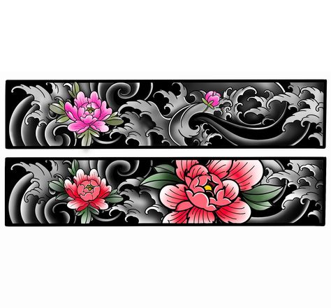 Japanese Peony Tattoo, Mens Body Tattoos, Geisha Tattoo Design, Cuff Tattoo, Gamer Tattoos, Full Leg Tattoos, Armband Tattoos, Samurai Tattoo Design, Band Tattoo Designs