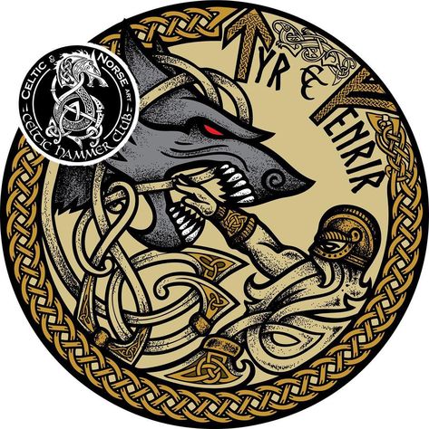 Happy Tyr’s Day. This is a logo I did for @tyr_and_fenrir . Tyr is a Norse god of war who is known for his great courage. Týr was brave… Fenrir Tattoo, Norse Mythology Tattoo, Alchemy Tattoo, Norse Myth, Norse Tattoo, Nordic Tattoo, Mythology Tattoos, Norse Runes, Geniale Tattoos