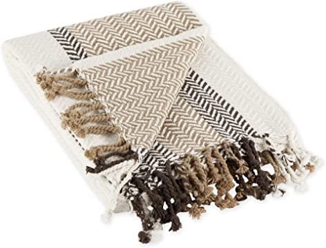 Amazon.com: DII: THROW BLANKETS Beige Throw Blanket, Herringbone Throw Blanket, Herringbone Throw, Striped Throw, Garden Products, Cooling Blanket, Weaving Textiles, Cotton Throw, Dark Beige