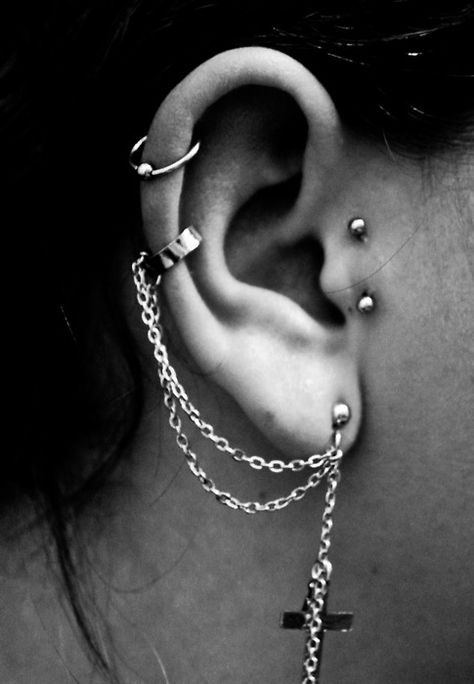 Double Tragus Piercing, Piercing Surface, Double Tragus, Surface Tragus, Kitten Stuff, Diamond Star Earrings, Stud Earrings Unique, Chain Earring, Tragus Piercings