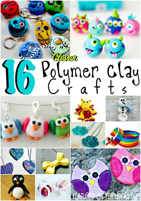 Polymer clay is so fun to create with- get started with one of these 16 polymer clay crafts! You'll love seeing what you can create with clay! Tas Denim, Clay Owl, Clay Crafts For Kids, Fimo Polymer Clay, Baking Clay, Polymer Clay Diy, Polymer Clay Animals, Polymer Crafts, Play Ideas