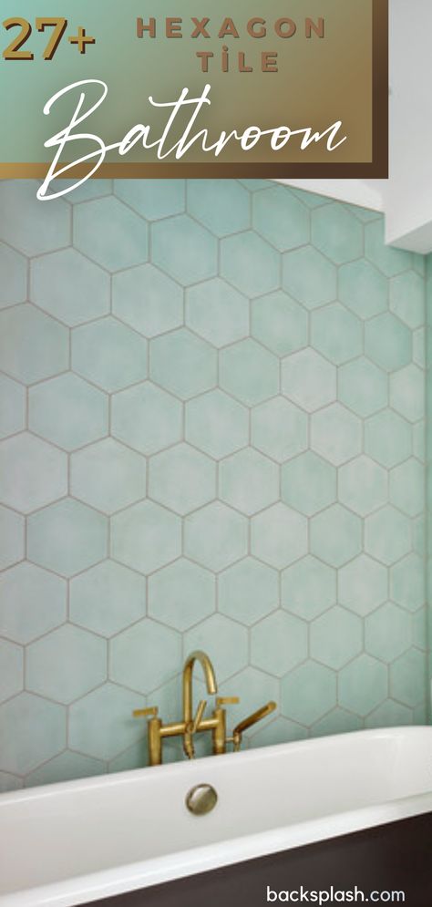 Turquoise Hexagon Tile Bathroom, Bathroom Hexagon Tile Backsplash, Green Hexagon Shower Tile, Colored Hexagon Tile Bathroom, Beehive Tile Bathroom, Hexagon Tiled Bathrooms, Hexagon Tiles Kitchen Floor, Tile Free Bathroom, Bathroom With Hexagon Tiles