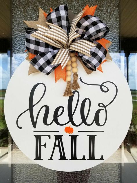 Farmhouse Door Hanger, Fall Craft Fairs, Fall Wood Signs, Farmhouse Door, Door Crafts, Wooden Signs Diy, Door Signs Diy, Wooden Door Signs, Fall Decor Inspiration