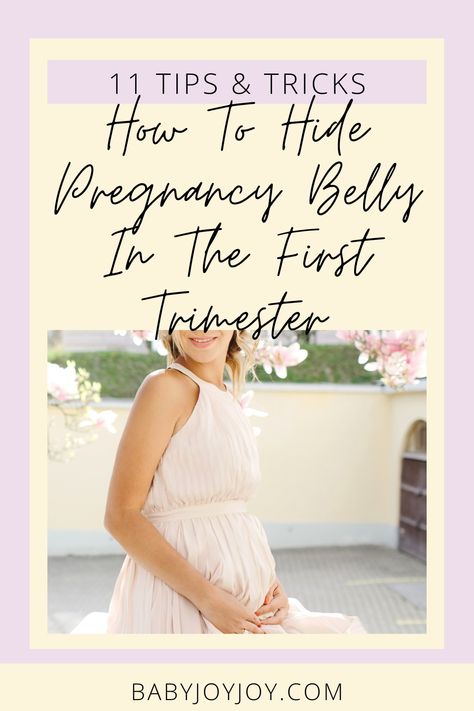 There can be many reasons as to why you may want to hide your pregnancy bump in the first trimester. Thankfully, there are also plenty of ways to disguise it! Check out our 11 tips and tricks on how to hide a pregnancy belly in the first trimester and feel more confident in the early stages of your pregnancy journey. #Baby #Babyjoyjoy #Babytips #Babycare #Momlife #Parentingadvice How To Hide Pregnancy Bump, Clothes To Hide Pregnancy, Hide Pregnancy, Early Pregnancy Dresses, Small Baby Bump, Hiding Pregnancy, Pregnancy After Loss, Pregnancy First Trimester, Pregnancy Bump