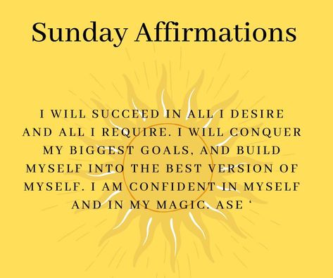 Happy #Sunday 💛🌻 #SundayAffirmation #affirmations #SelfcareSunday Happy Sunday Quotes Positivity, Sunday Vibes Quotes, Sunday Affirmations, I Will Succeed, Quotes Positivity, Vibes Quotes, Sunday Vibes, Happy Sunday Quotes, Vibe Quote