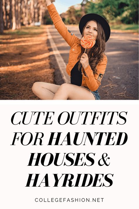 What to wear to haunted houses and hayrides - cute outfit ideas House Date Outfit, Haunted House Date, Hayride Outfit, Haunted House Outfit, Instagram Baddie Outfit, Halloween Inspired Outfits, Hunted House, Cute Outfits To Wear, Cute Concert Outfits