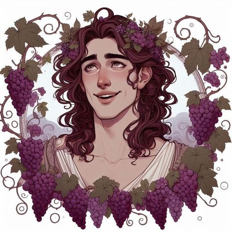 Dionysus Art Greek Mythology, Dionysus Drawing, Dionysus Fanart, Dionysus Art, Dionysus Aesthetic, Troy Story, Dionysus God, Greek Mythology Humor, Achilles And Patroclus