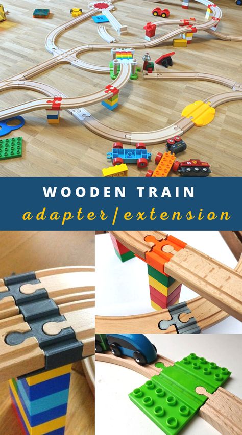 Wooden train track to Duplo adapter / Brio extension / Imaginarium / Thomas / Lillabo / Melissa & Doug, Brio parallel intersection Brio Train Track, Brio Train, Wooden Train Track, Wooden Train, Train Tracks, Gift Store, Brie, Customized Gifts, Crochet Necklace