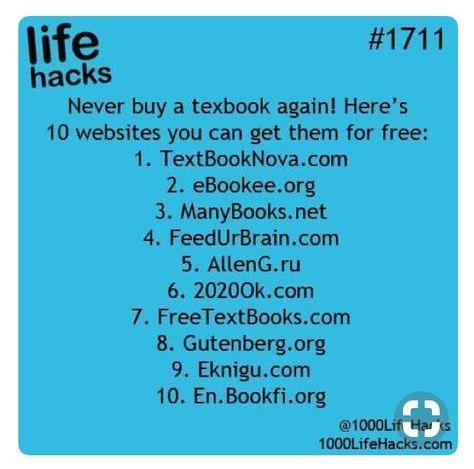 1000 Lifehacks, Back To University, Free Textbooks, College Life Hacks, High School Hacks, 1000 Life Hacks, Student Hacks, Life Hacks Websites, Vie Motivation