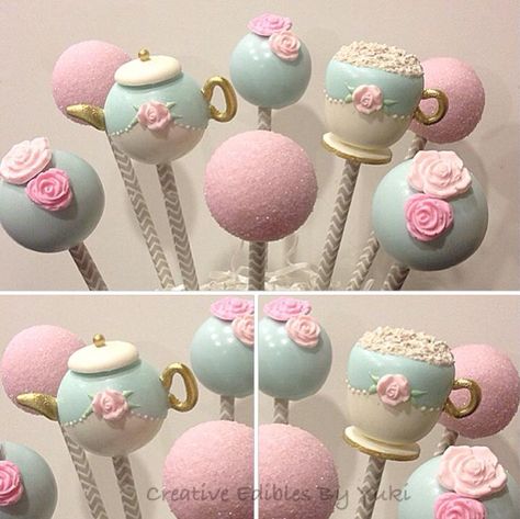 Tea Party Cake Pops Tea Party Cake Pops, Teacup Cake, Girls Tea Party Birthday, Tea Party Desserts, Peggy Porschen Cakes, Baby Shower Food For Girl, Vintage Tea Parties, Tea Party Cake, Tea Cup Cake