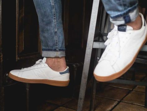 Gum Sole Sneakers: Our 12 Handsome Picks & How to Wear Them | Primer Gum Sole Sneakers, Sneakers Outfit Men, Mens Fashion Casual Shoes, White Shoes Men, New Balance White, White Sneakers Men, White Leather Shoes, Sneakers Looks, Mens Shoes Casual Sneakers