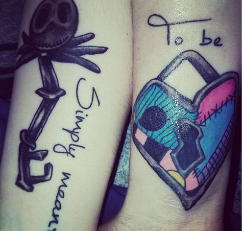 'Nightmare Before Christmas' Disney Couple Tattoos, Couple Tattoos Unique Meaningful, Wedding Band Tattoo, Tattoo Disney, Cute Couple Tattoos, Small Couple Tattoos, Tattoos Infinity, Disney Couple, Couple Tattoos Unique