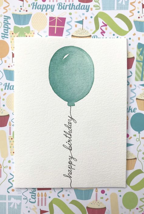 Simple Card Idea, Watercolour Birthday Cards Simple, Simple Watercolor Birthday Card, Homemade Cards Ideas, Birthday Letter Ideas, Birthday Cards Simple, Watercolor Cards Diy, Cute Diy Birthday Cards, Easy Watercolor Birthday Cards