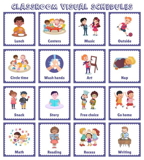 Daily Routine For Preschoolers, Daily Visual Schedule Free Printable, Visual Schedule Preschool Free, Picture Schedule For Preschool, Visual Schedule For Toddlers, Free Daily Schedule Printable, Picture Schedule For Preschool Classroom, Printable Schedule Templates, Toddler Visual Schedule Free Printable