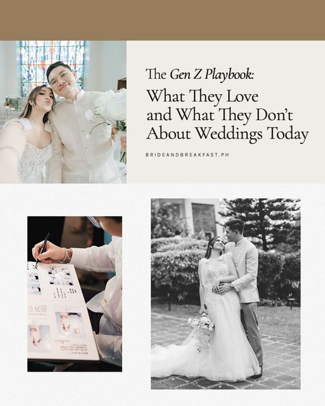 The Gen Z Playbook: What They Love and What They Don’t About Weddings Today | https://brideandbreakfast.ph/2024/03/22/gen-z-weddings/ Gen Z Wedding, Bride And Breakfast, Best Alcohol, Wedding Fair, Wedding Scene, Wedding Guide, Gen Z, Large Weddings, Post Wedding