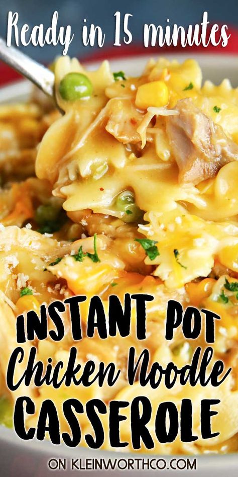 Instant Pot Chicken Noodle, Fast Easy Dinner, Noodle Casserole Recipes, Instant Pot Pasta Recipe, Chicken Noodle Casserole, Leftover Chicken Recipes, Pressure Cooker Chicken, Noodle Casserole, Best Instant Pot Recipe