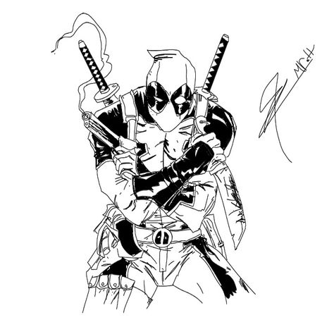 Deadpool Black And White, Deadpool Tattoo, Deadpool Drawing, Marvel Diy, Teeth Drawing, Avengers Coloring Pages, Comics Cover, Avengers Coloring, Deadpool Art